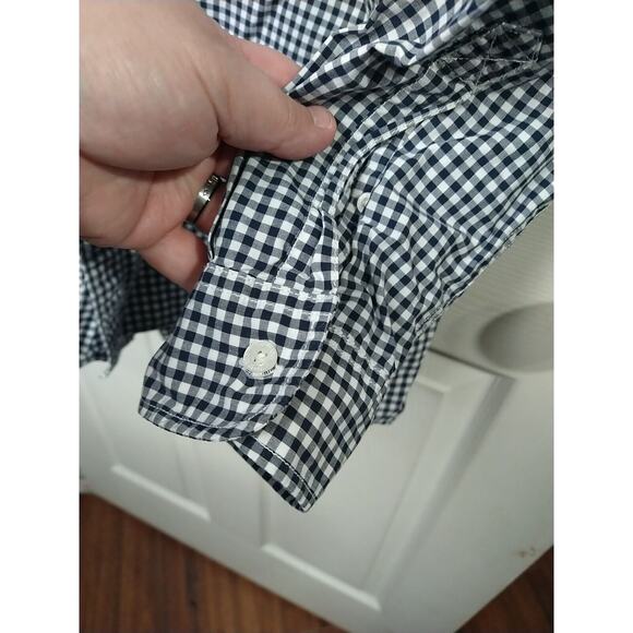 Timberland Men's L Shirt Navy Blue Gingham Long Sleeve Button Pocket Office... - Picture 6 of 9